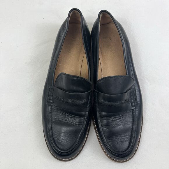 Madewell Elinor Leather Penny Loafer Womens 7.5 Black Slip On Preppy Academia - Picture 3 of 9